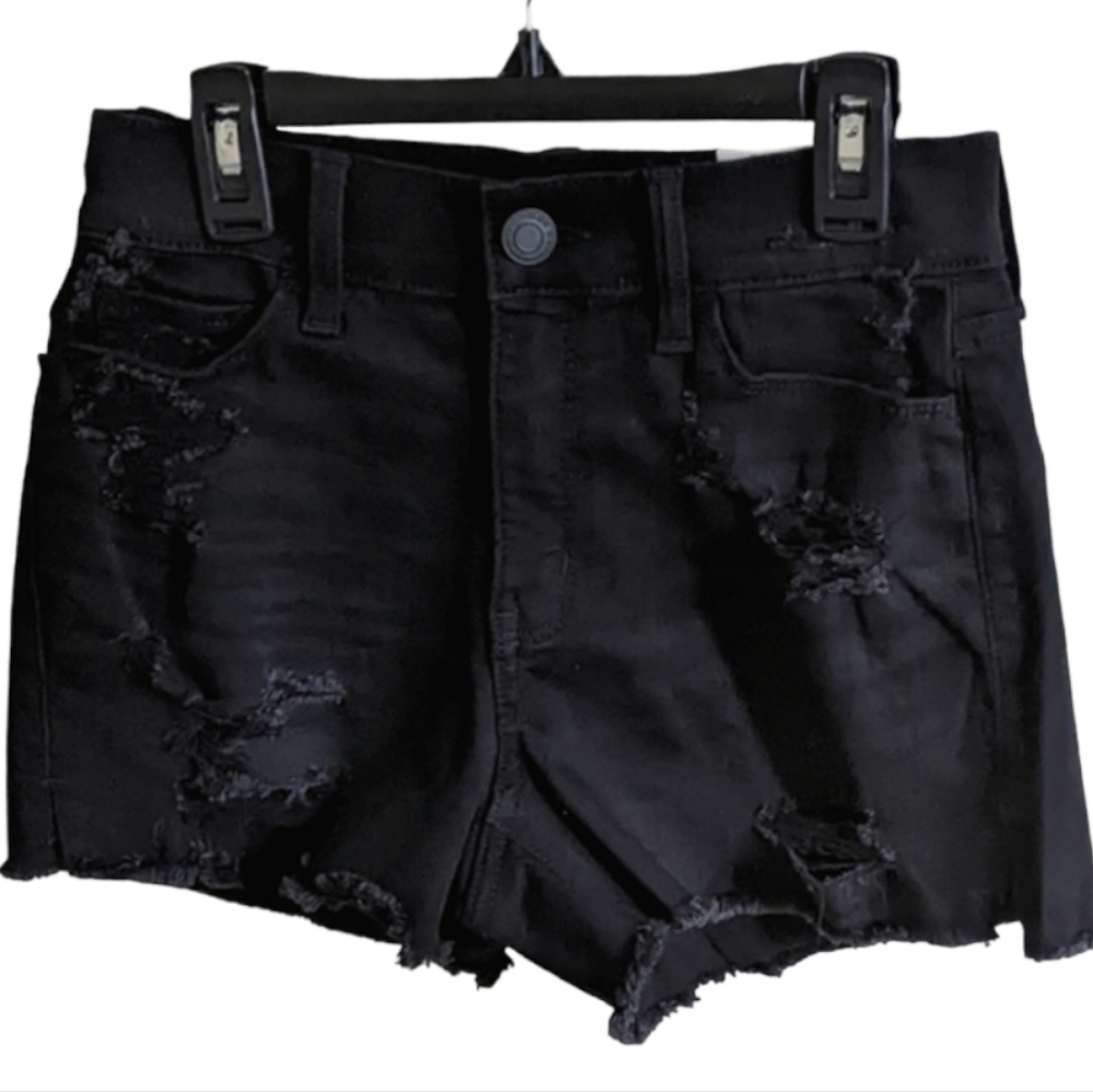 🔖NWT! SO Curvy High Rise Shortie Shorts Black Jean Denim - Picture 2 of 15